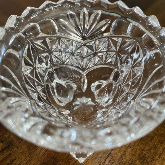 Vintage Hofbauer Byrdes Crystal Trinket Bowl Clear 3 Footed Bird Design Mini - Picture 4 of 10
